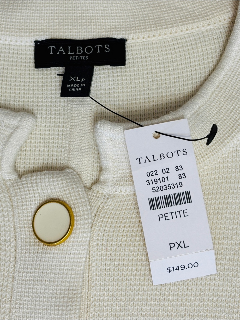Talbots Ivory Button-Front Knit Cardigan - Picture 4 of 10